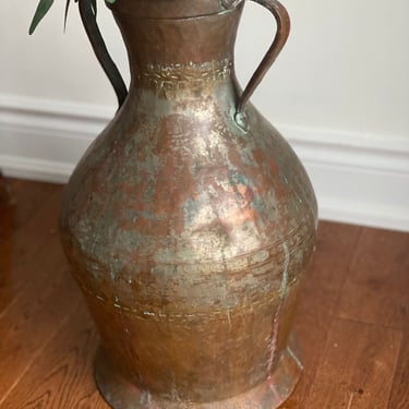 antique french hand hammered copper vessel