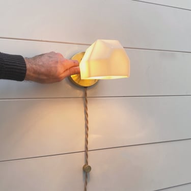 Plug in Wall Sconce • Ira • Faceted Glass Wall Lamp • Bedside Reading Light 