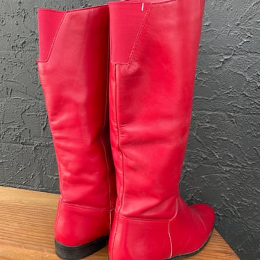 1980s Red Leather Boots