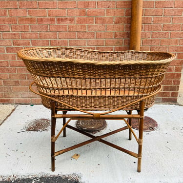 Antique Wicker and Bentwood Bassinet