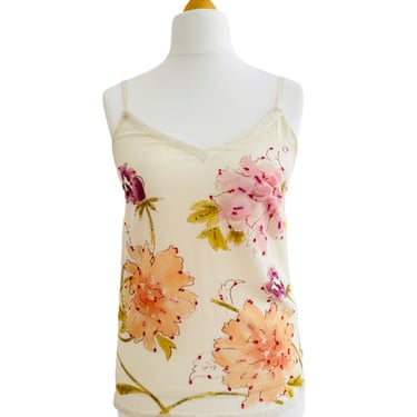 Y2K Gianfranco Ferre Ivory Embroidered Silk Camisole