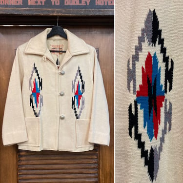 Vintage 1950’s Chimayo Southwest Santa Fe Cowboy Blanket Jacket, 50’s Jacket, Vintage Western Wear, Vintage Clothing 