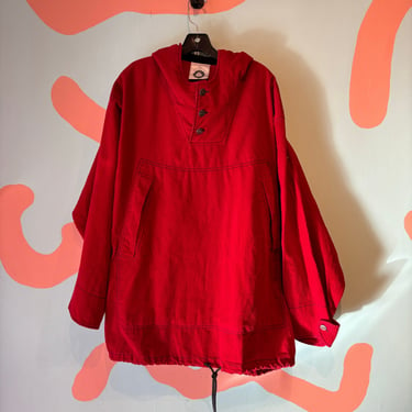 Vintage Anarchic Adjustment Red Corduroy Anorak Poncho Size Large 