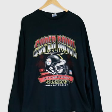Vintage 2009 Pittsburgh Steelers Superbowl Long Sleeve T Shirt Sz L
