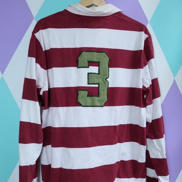 Vintage Polo Ralph Lauren Rugby Shirt – Maroon & White Stripe