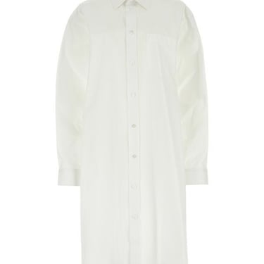 Balenciaga Woman White Poplin Shirt Dress