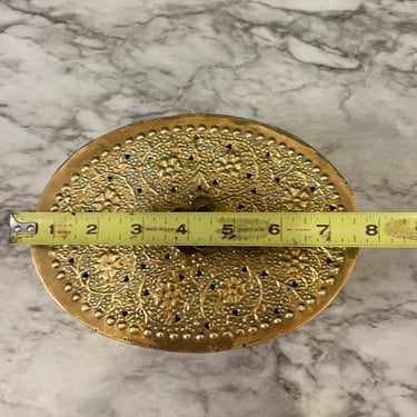 Oval Brass Cricket Box with Flowers on Top