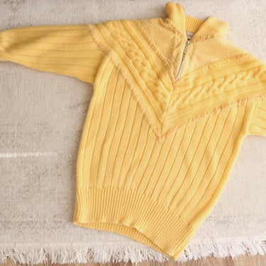 chamomile corduroy sweater - m - vintage 90s y2k yellow womens size medium pullover colorful knit 