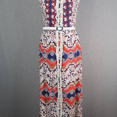 1960s 1970s - Mid Century Mod Maxi Dress - by A California Poppy - Retro - Op Art 