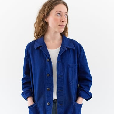 Vintage Klein Blue Chore Jacket | Unisex Herringbone Twill Cotton Utility Work Coat | M | FJ066 
