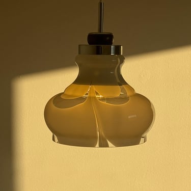 Mid-Century Italian Glass Ceiling Light / White Glass / Vintage Pendant Lamp / Home Decor / 1970s 