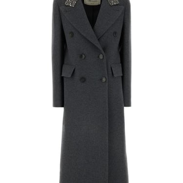 Blumarine Women Dark Grey Wool Coat