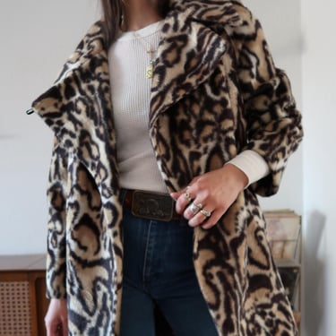 Vintage 60's Manchester Faux Ocelot Print Coat 