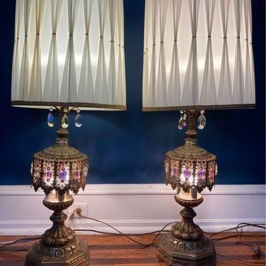 Hollywood Regency Pair Statement Lamps SHIPPING NOT FREE 