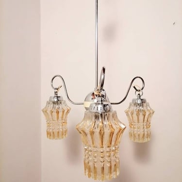 Vintage Lightning/ Three Arm Tear Drops Light/ Hanging Light/ Retro Ceiling Light/ Pendant Light / 70s /Yugoslavia 