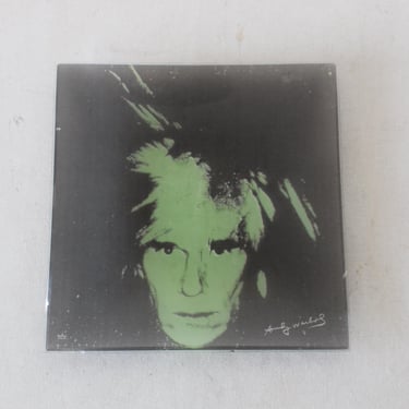 Rosenthal Studio- Line Andy Warhol Self Portrait Glass Tray Green Square Pop Art 