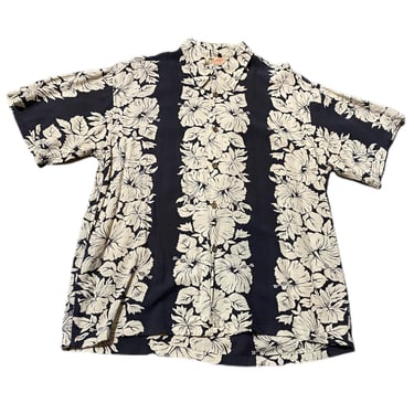 (L) Grey Floral Out Rigger Hawaiian Shirt 062922 RK