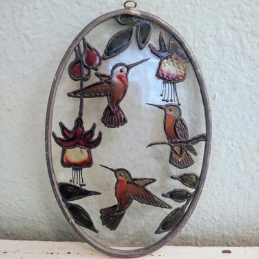 Hummingbird Oval Stained Glass Suncatcher 