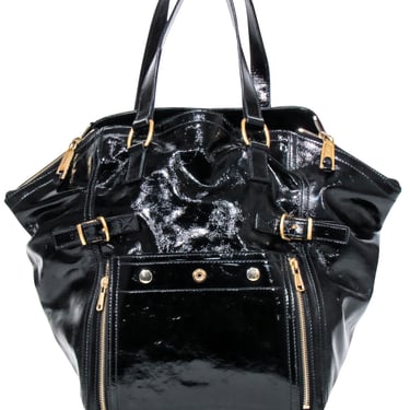 Yves Saint Laurent - Black Patent Leather Downtown Tote