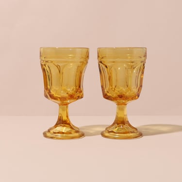 Vintage Small Yellow Glasses, Vintage Juice Glasses, Amber Glasses, Vintage Colored Glassware 