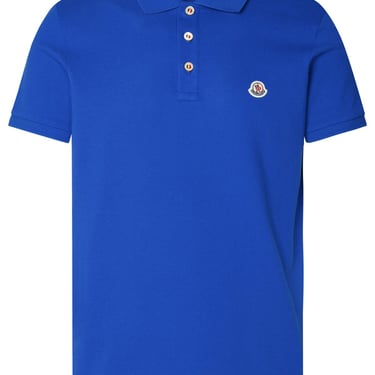 Moncler Polo Shirt In Blue Cotton Man