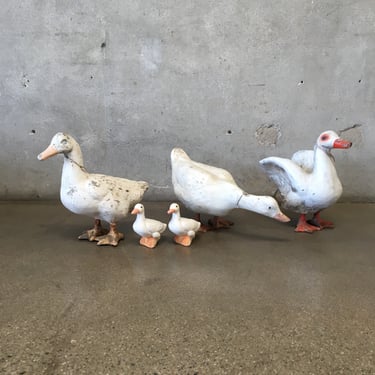 Vintage Duck Family Cement / Cast Iron