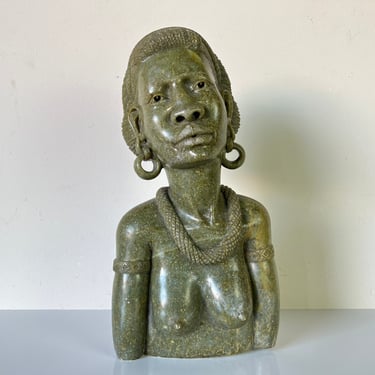 Vintage African Shona Woman Verdite Stone Zimbabwe Sculpture by Cashel K 