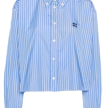 Miu Miu Women Logo Striped Shirt