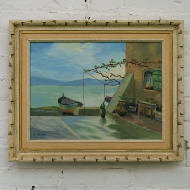 Whimsical Geology, Vintage oil painting by E Harper