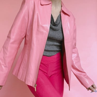 Vintage Y2K Pink Leather Jacket 