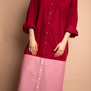 Cura x RAI - Reimagined Boyfriend Shirtdress - Red and Pink