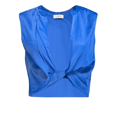 Lapointe - Blue Satin Twist-Front Cropped Top Sz 8