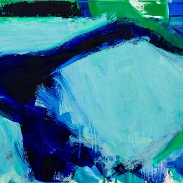 Robert O'Meara Abstract in Blues and Greens Oil