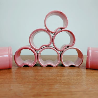 Vintage Vera Napkin Rings Napkinholders | 1980s | Pink | Taiwan 