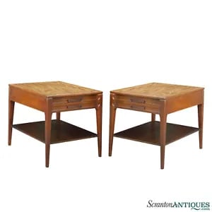 Mid-Century Modern Walnut Sculpted End Tables by Mersman - A Pair