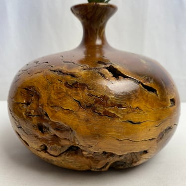 Vintage turned Burl wood bud vase Weed vase Rustic MCM natural vessel bohemian sculptural art cottage nature minimalistic 