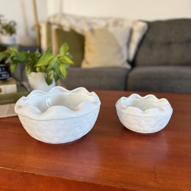 Vintage Indiana Glass Duette Quilted Pattern Bowl/Planter - 2 SIZES AVAILABLE 