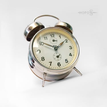 Insa Yugoslavia Chrome Table Alarm Clock Design Icon Vintage Mechanical 