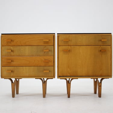 1960s Frantisek Mezulanik Pair of Chest of Drawers, Czechoslovakia / Little Side Tables 