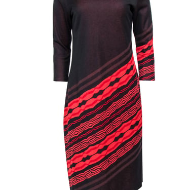 Yoana Baraschi - Red & Maroon Stripe Woven Dress Sz L