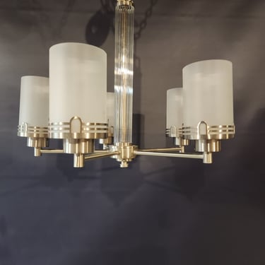 Contemporary 5 Arm Brushed Nickel Chandelier 21