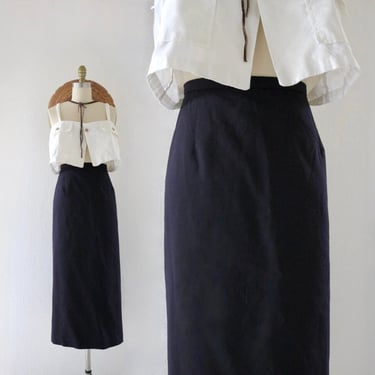 navy wool maxi skirt - xl - vintage 90s y2k dark blue womens straight long simple minimal classic skirt size extra large 