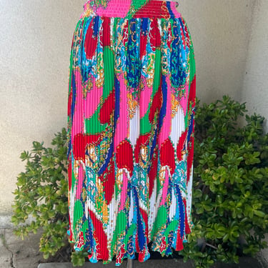 Vintage Diane Freis skirt knife pleats multi colors Sz M/L 