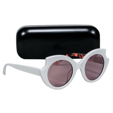 Alexander McQueen - White Round Frames w/ Tortoise Legs Sunglasses