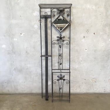 Wrought Iron Hall Tree WIth Beveled Mirror