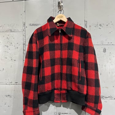 1940s Hercules cropped Buffalo plaid wool work  jacket red and black western unisex size 40 50s 40s 