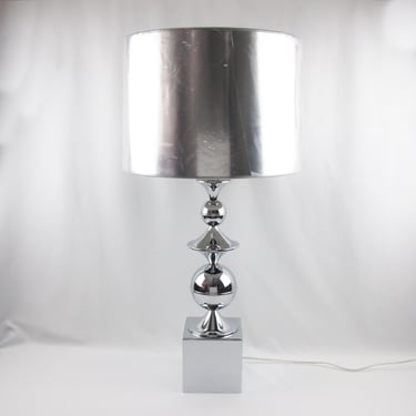 Philippe Barbier Style 1970s Space Age Chrome Table Lamp
