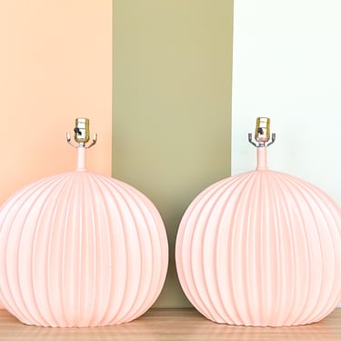 Pair of Peach Chic Plaster Lamps