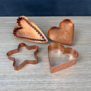 Copper cookie cutter artisan hearts and star 