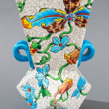 Faience de Gien Art Deco "Orchid" Vase, 1920s